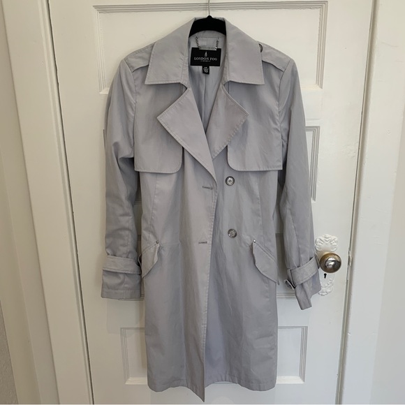 London Fog grey trench, size S - Picture 1 of 16